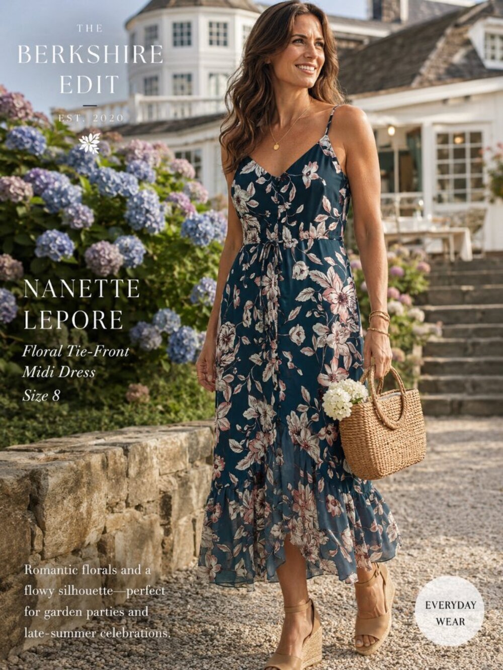 Nanette Lepore Teal Floral Maxi Dress Cami Tie Front Size 8